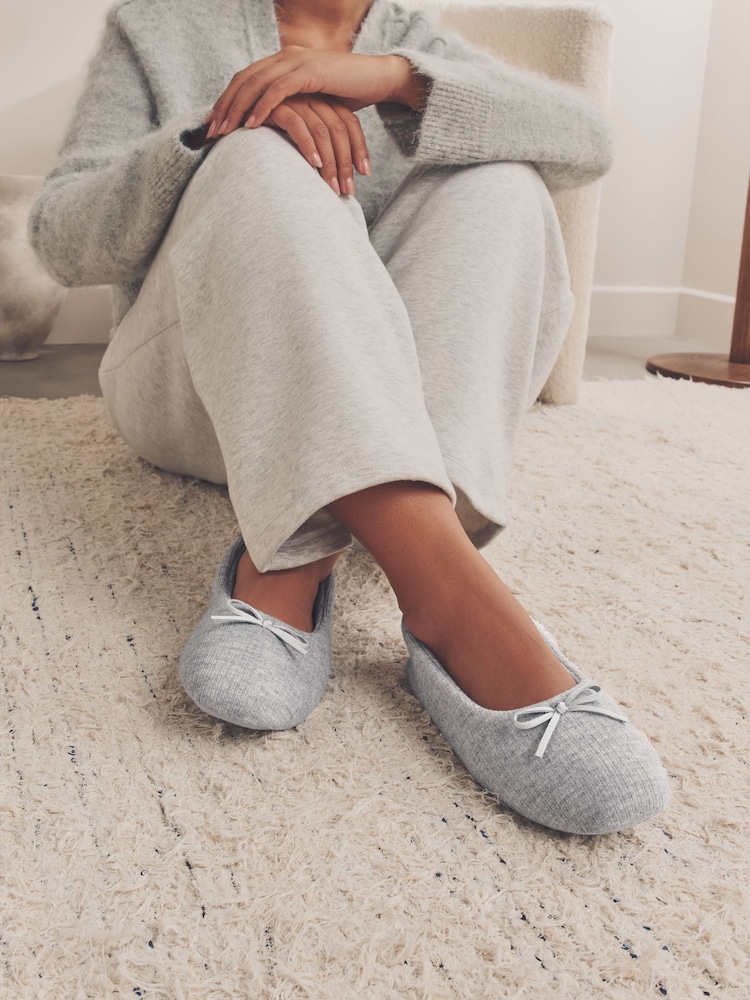 Grey Rib Ballet Slippers - Image 1 of 9