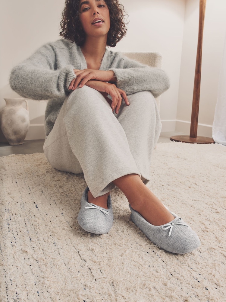 Grey Rib Ballet Slippers - Image 2 of 9