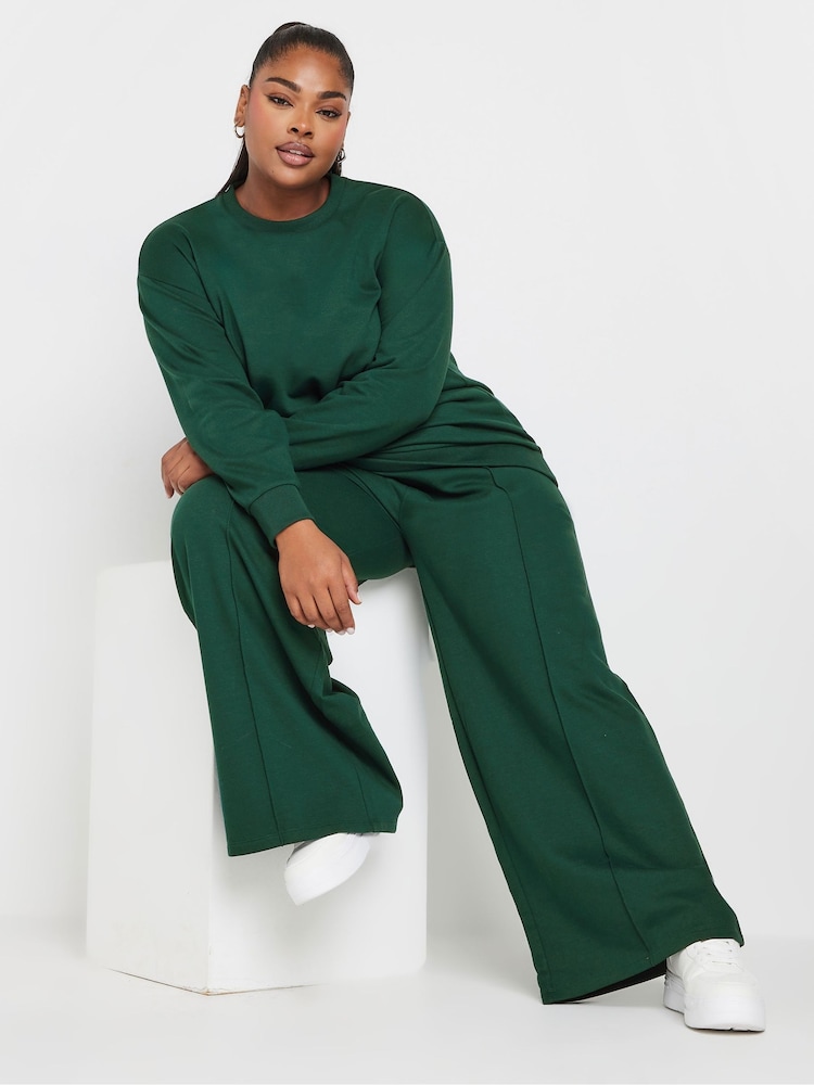 zelena - Yours Curve Zgornji del trenirke; majica za treniranje Z širokim krojem; s širokimi hlačnicami Joggers Set - Slika 1 iz 5 zelena - Yours Curve Zgornji del trenirke; majica za treniranje Z širokim krojem; s širokimi hlačnicami Joggers Set - Slika 1 iz 5