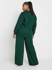 Yours Curve Green Crewneck Sweatshirt With Wide Leg Joggers Set - Image 3 of 5