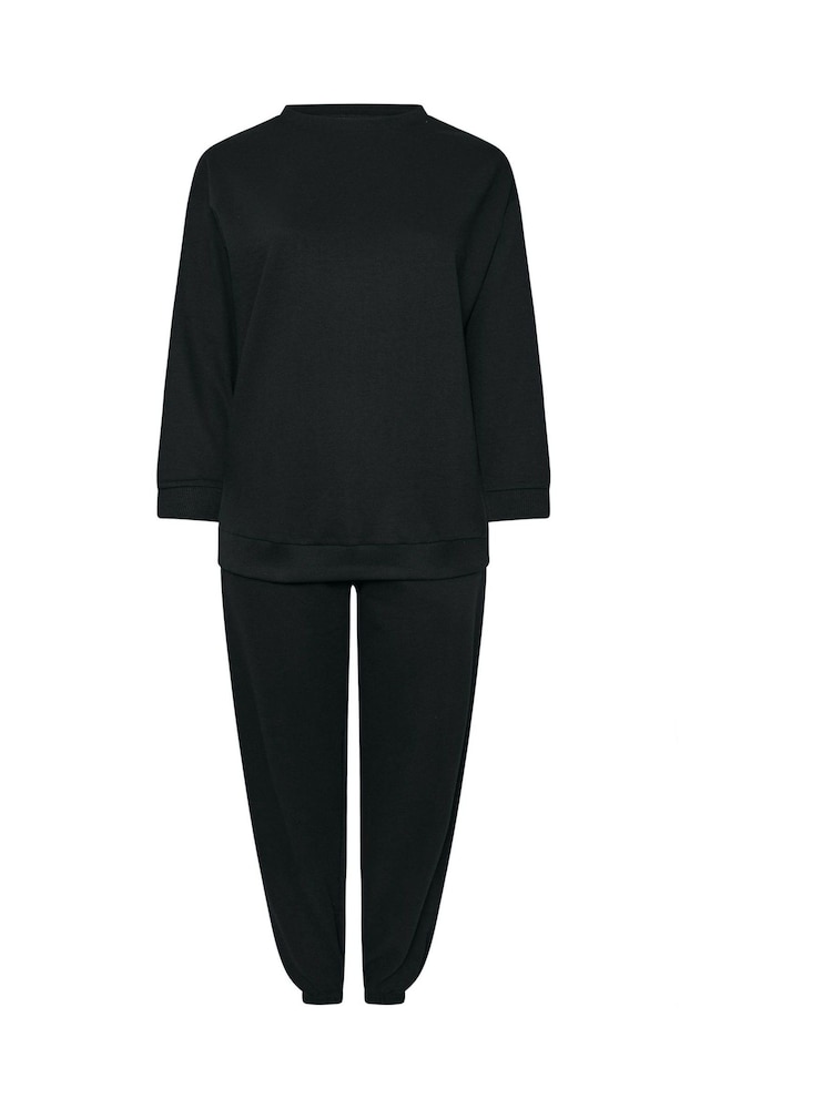 Schwarz - Yours Curve Set aus Sweatshirt mit Rundhalsausschnitt und Jogginghose mit Bündchen, Schokoladenbraun - Bild 5 von 5 Schwarz - Yours Curve Set aus Sweatshirt mit Rundhalsausschnitt und Jogginghose mit Bündchen, Schokoladenbraun - Bild 5 von 5