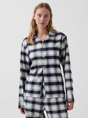 Navy Blue & White Check - Gap Softest Flannel Pyjamas Top - Bild 1 von 4