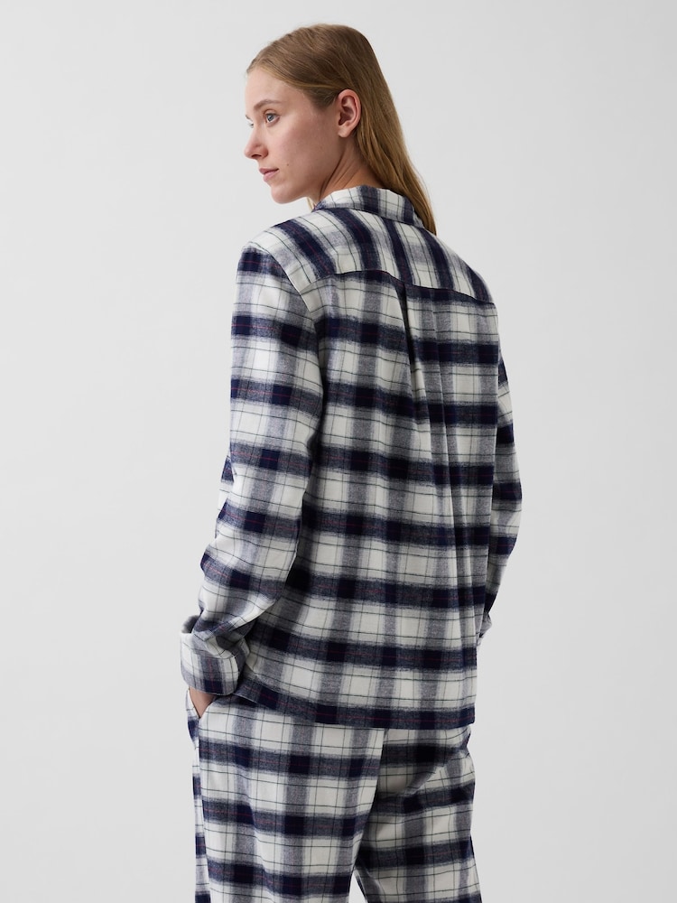 Navy Blue & White Check - Gap Softest Flannel Pyjamas Top - Bild 2 von 4