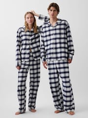 Navy Blue & White Check - Gap Softest Flannel Pyjamas Top - Bild 3 von 4