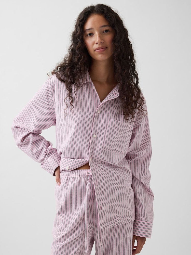 Pinke Streifen - Gap Softest Flannel Pyjamas Top - Bild 1 von 4