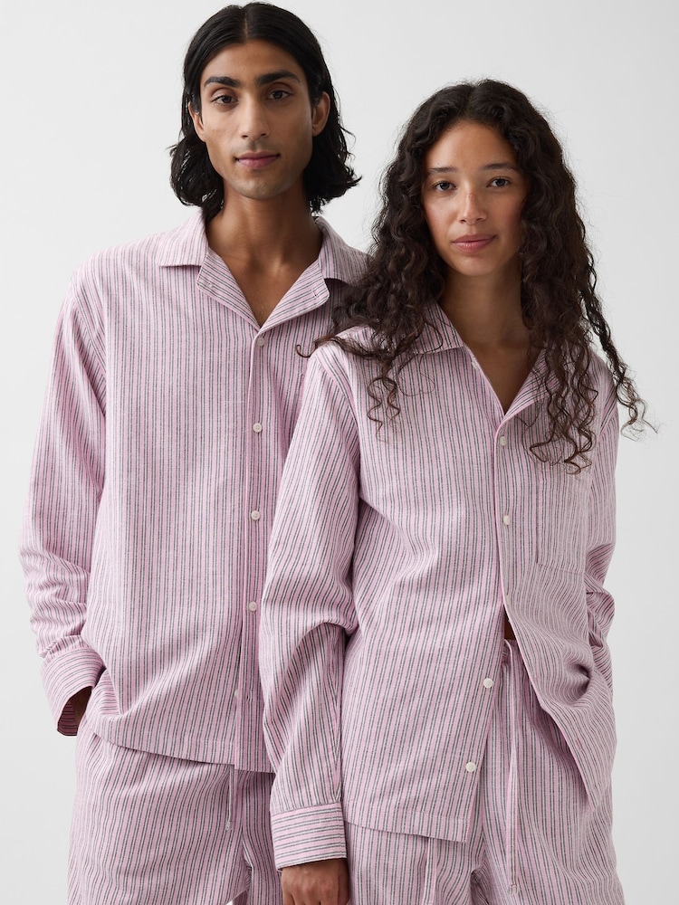 Pinke Streifen - Gap Softest Flannel Pyjamas Top - Bild 4 von 4