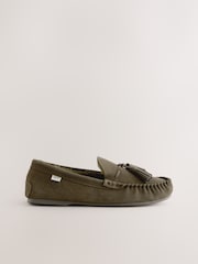 Khaki Green Suede Tassel Mocassin Slippers - Image 3 of 9