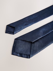 Navy Blue Slim Tie And Pocket Square Set - Image 3 of 4