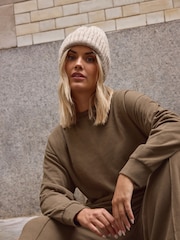 Yours Curve Brown Crewneck Sweatshirt With Wide Leg Joggers Set - Image 1 of 6