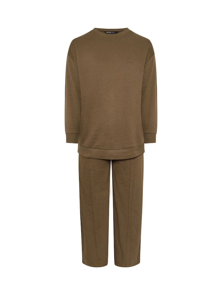 Braun - Yours Curve – Set aus Sweatshirt mit Rundhalsausschnitt und Jogginghose mit weitem Bein - Bild 6 von 6 Braun - Yours Curve – Set aus Sweatshirt mit Rundhalsausschnitt und Jogginghose mit weitem Bein - Bild 6 von 6