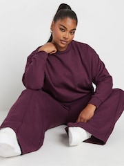 אדום - Yours Curve Crewneck Sweatshirt With Wide Leg Joggers Set - תמונה 1 מתוך 4