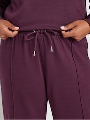 אדום - Yours Curve Crewneck Sweatshirt With Wide Leg Joggers Set - תמונה 4 מתוך 4