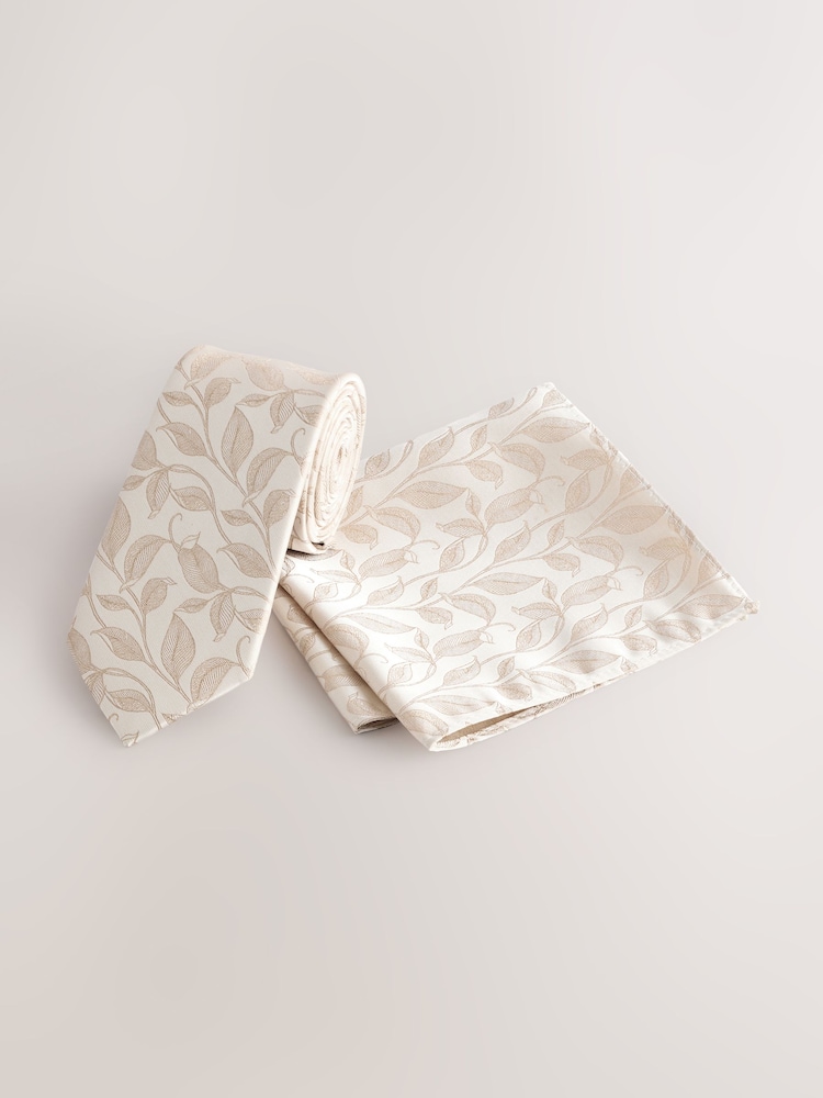 Gold Slim Tie And Pocket Square Set - Image 1 of 4