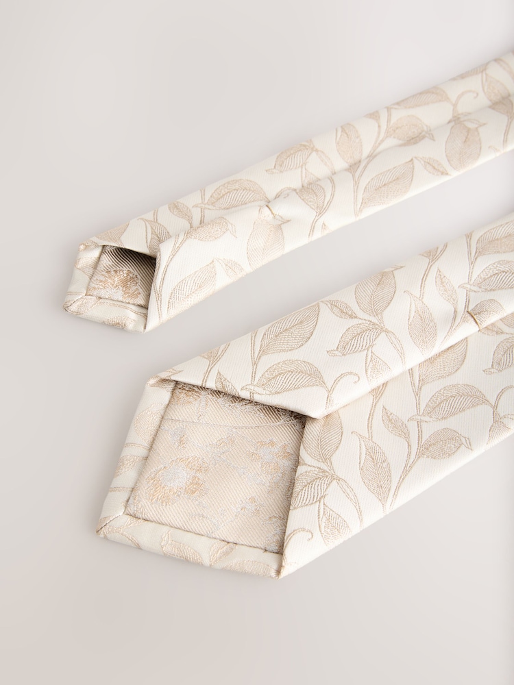 Gold Slim Tie And Pocket Square Set - Image 3 of 4