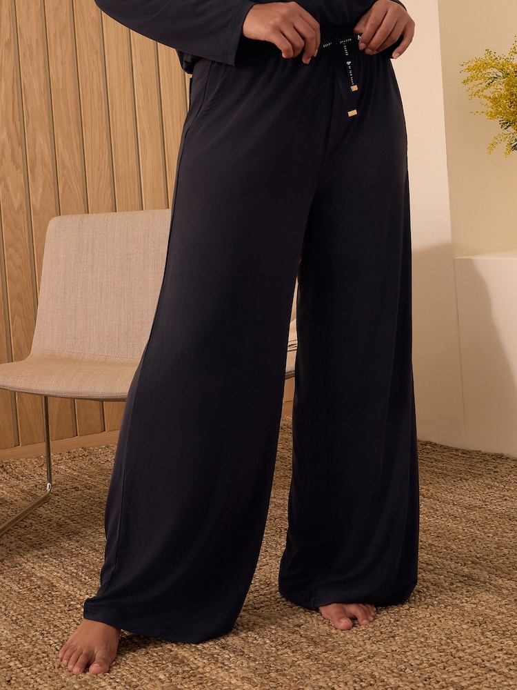 B by Ted Baker Modal Wide Leg Black Joggers - Image 1 of 5