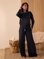 B by Ted Baker Modal Wide Leg Black Joggers - Image 2 de 5