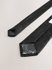 Black Slim Tie And Pocket Square Set - Image 4 of 4