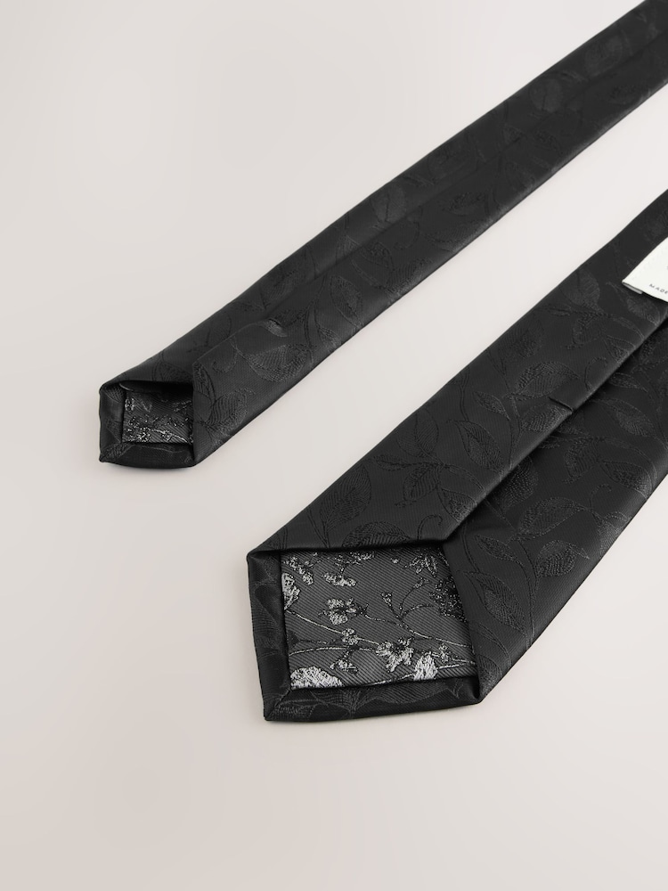 Black Slim Tie And Pocket Square Set - Image 4 of 4