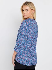 M&Co Pink Petite 3/4 Sleeve 100% Cotton Henley Top - Image 2 of 5