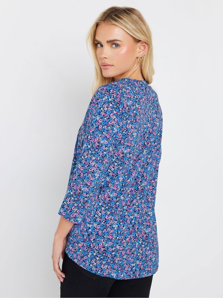 M&Co Pink Petite 3/4 Sleeve 100% Cotton Henley Top - Image 2 of 5