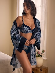 В синий цветочек - Синий атласный халат с цветочным принтом B by Ted Baker - Image 2 of 5