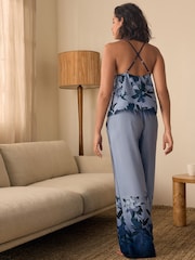 B by Ted Baker Blue Satin Lace Cami Pyjamas - Image 3 of 5