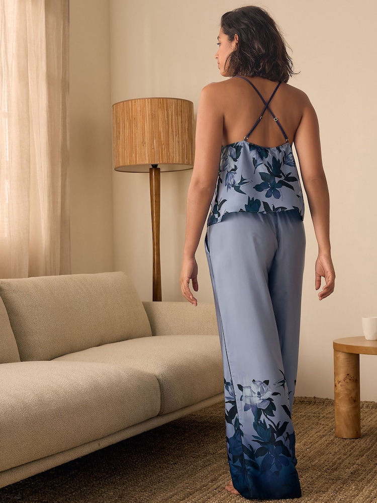 أزرق - أزرق - بيجامة ستان بحمالات دانتيل من B by Ted Baker - Image 3 of 5