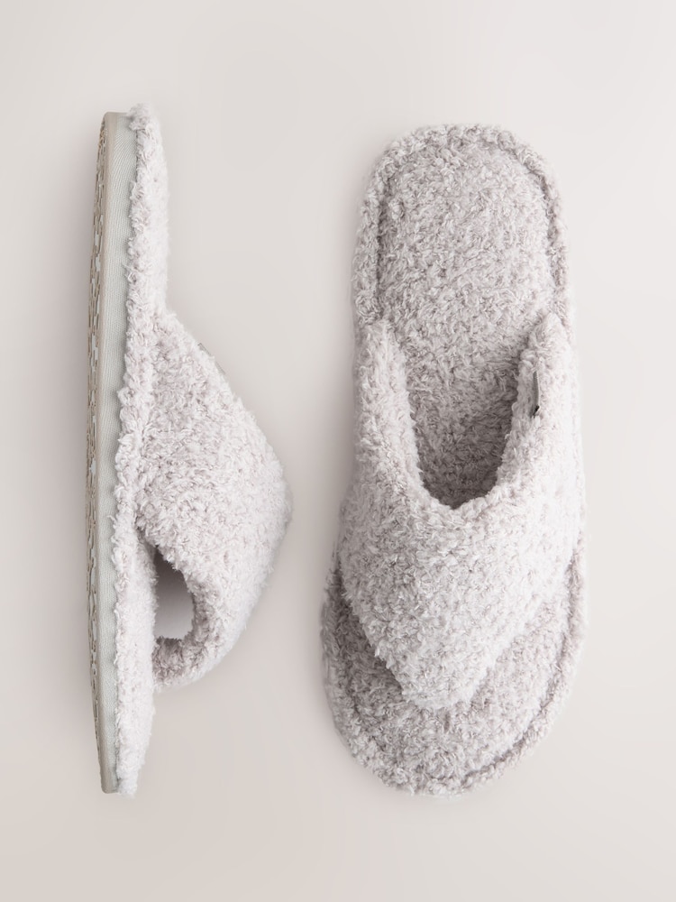 Grey Boucle Toe Thong Slippers - Image 5 of 7