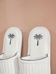 White Palm Towelling Slider Slippers - Image 2 of 8