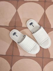 White Palm Towelling Slider Slippers - Image 3 of 8