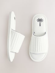 White Palm Towelling Slider Slippers - Image 4 of 8