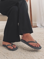Charcoal Grey Towelling Toe Thong Slippers - Image 1 of 8