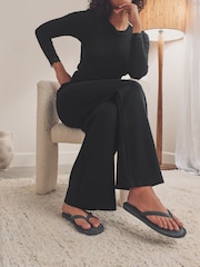 Charcoal Grey Towelling Toe Thong Slippers - Image 2 of 8