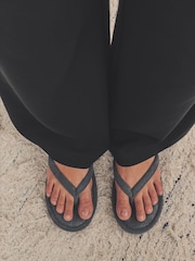 Charcoal Grey Towelling Toe Thong Slippers - Image 3 of 8
