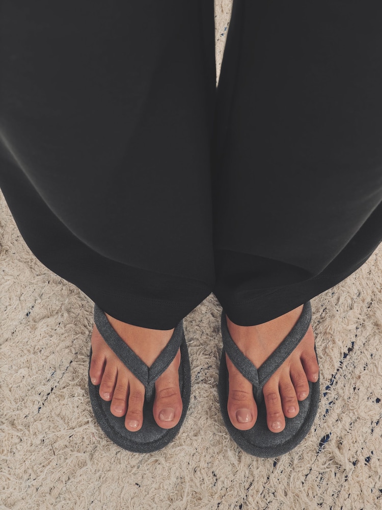 Charcoal Grey Towelling Toe Thong Slippers - Image 3 of 8