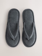 Charcoal Grey Towelling Toe Thong Slippers - Image 4 of 8