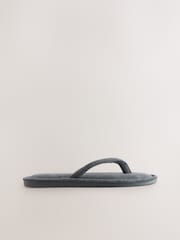 Charcoal Grey Towelling Toe Thong Slippers - Image 5 of 8