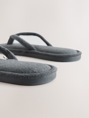 Charcoal Grey Towelling Toe Thong Slippers - Image 7 of 8