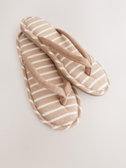 Neutral Towelling Toe Thong Slippers - Image 8 of 8