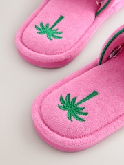 Pink Palm Towelling Slider Slippers - Image 5 of 6