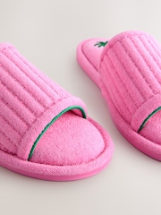 Pink Palm Towelling Slider Slippers - Image 6 of 6