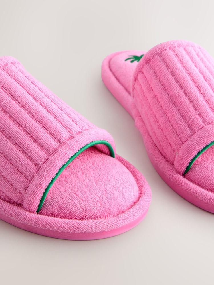 Pink Palm Towelling Slider Slippers - Image 6 of 6