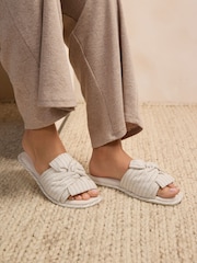 Черный/белый в полоску - Blend Bow Slider Slippers - Image 1 of 8