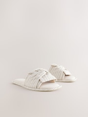 Черный/белый в полоску - Blend Bow Slider Slippers - Image 4 of 8
