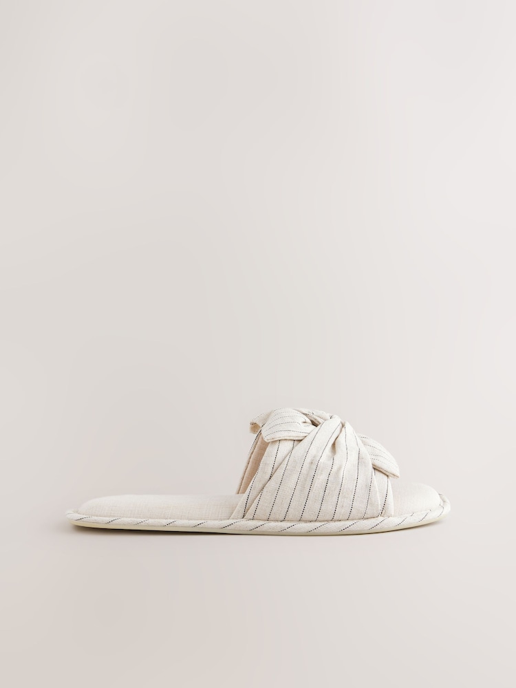 Black/White Stripe Blend Bow Slider Slippers - Image 5 of 8