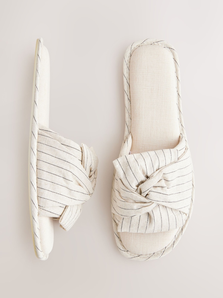 Черный/белый в полоску - Blend Bow Slider Slippers - Image 8 of 8