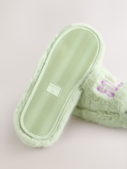 Green Soleil Faux Fur Sliders Slippers - Image 8 of 9