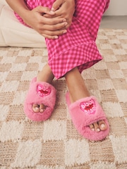 Pink Bisou Bisou Faux Fur Sliders Slippers - Image 1 of 9