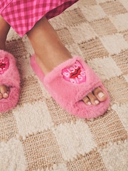 Pink Bisou Bisou Faux Fur Sliders Slippers - Image 4 of 9