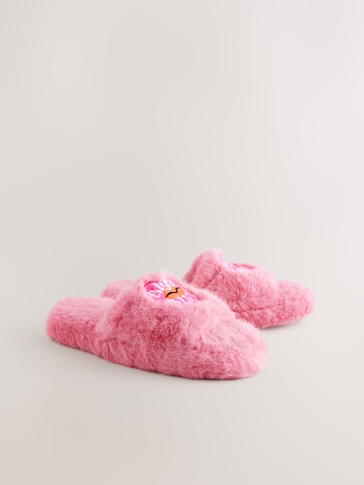 Pink Bisou Bisou Faux Fur Sliders Slippers - Image 6 of 9